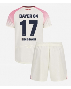 Billige Fotballdrakt Bayer Leverkusen Eliesse Ben Seghir #17 Replika Bortedraktsett Barn 2025-26 Kortermet (med bukser)